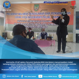 Sosialisasi Narkoba pada kegiatan Pencegahan dan Pengendalian Covid 19 di Kelurahan Pulau Abang Kecamatan Galang Kota Batam