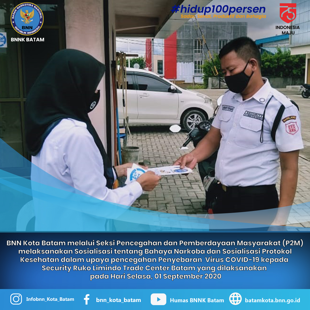 BNN Kota Batam menerapan Protokol Kesehatan kepada Security Ruko Limindo trade center Batam center BNN Kota Batam menerapan Protokol Kesehatan kepada Security Ruko Limindo trade center Batam center