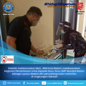Penandatanganan MOU tentang P4GN antara BNN Kota Batam dan Sekolah Mondial Batam.