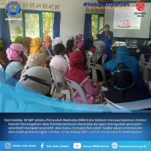 Sosialisasi Narkoba pada kegiatan Pelatihan Relawan Pencegahan dan Pengendalian Covid-19 di Kelurahan Sembulang, Kec Galang Kota Batam.