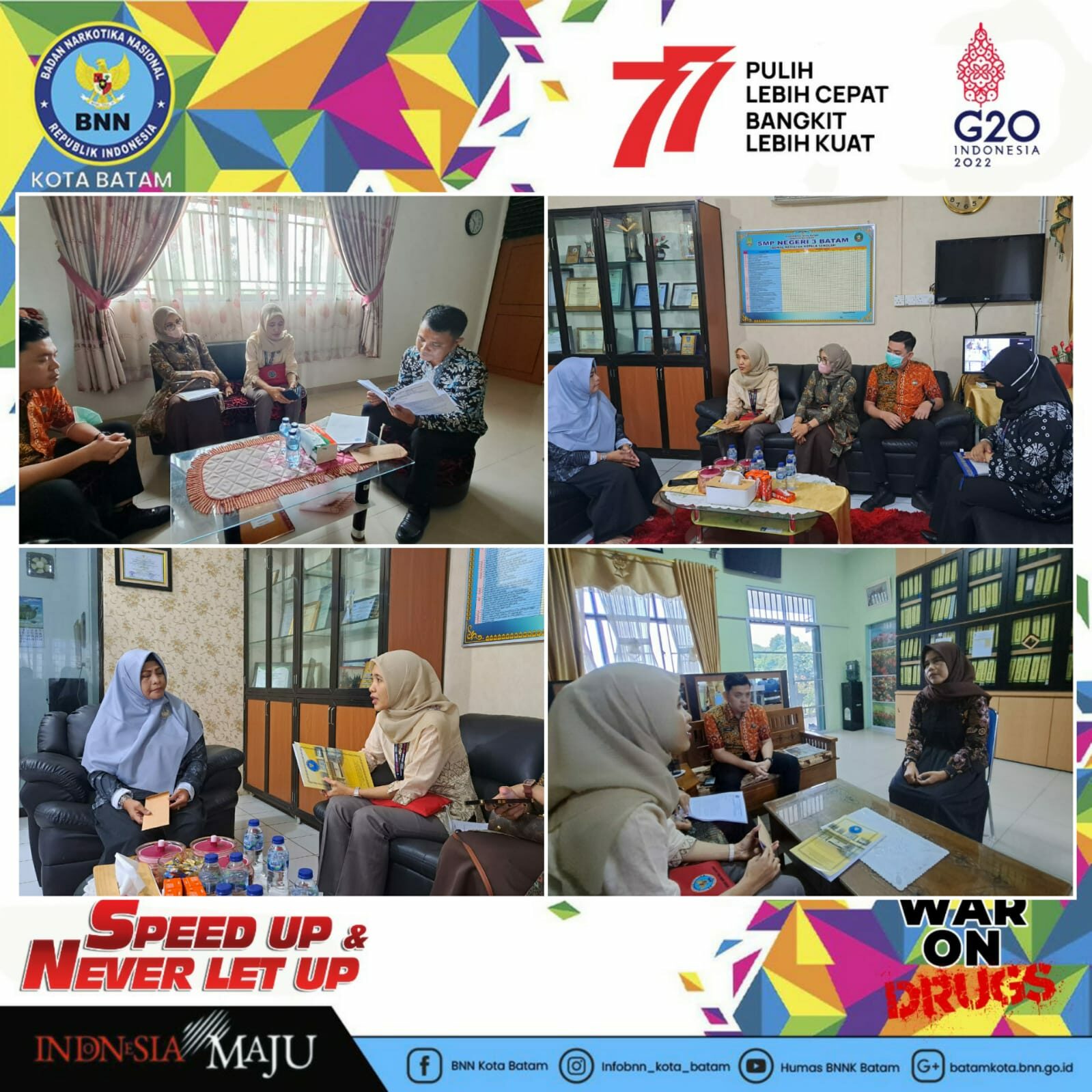 Koordinasi dalam Rangka Pelaksanaan Kegiatan Gema Anti Narkotika Menyanyikan Mars BNN di SMPN 3 Batam, SMPN 25 Batam, SMPN 45 Batam, SMPN 42 Batam, SMPN 28 Batam dan SMPN 52 Batam Koordinasi dalam Rangka Pelaksanaan Kegiatan Gema Anti Narkotika Menyanyikan Mars BNN di SMPN 3 Batam, SMPN 25 Batam, SMPN 45 Batam, SMPN 42 Batam, SMPN 28 Batam dan SMPN 52 Batam