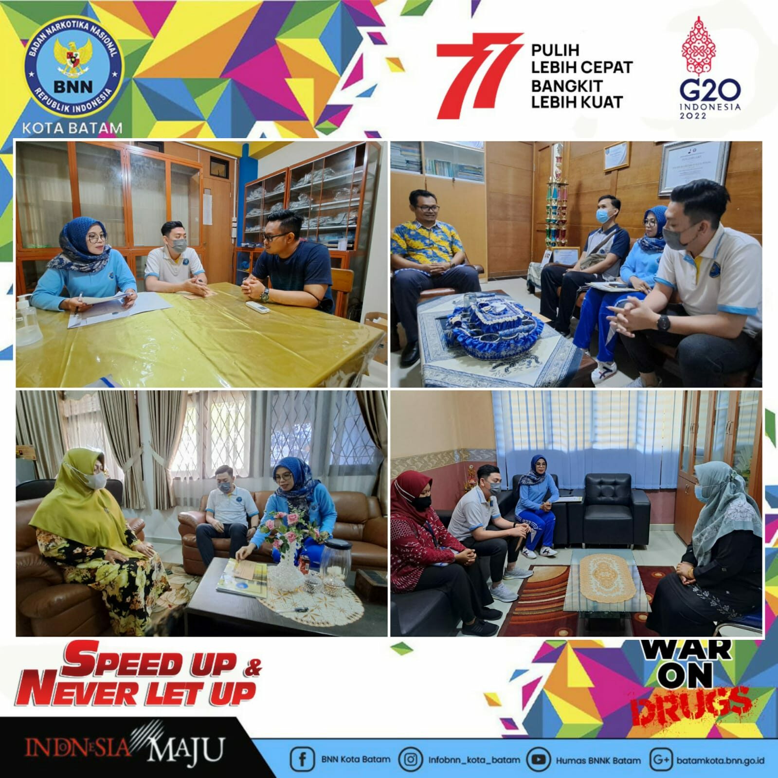 Koordinasi dalam Rangka Pelaksanaan Kegiatan Gema Anti Narkotika Menyanyikan Mars BNN di SMPN 12 Batam, SMPN 43 Batam, SMA & SMP Yos Sudarso Batam Koordinasi dalam Rangka Pelaksanaan Kegiatan Gema Anti Narkotika Menyanyikan Mars BNN di